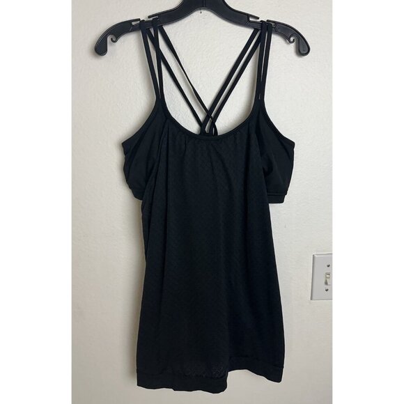 Athleta Hidden Agenda Workout Tank Sports Bra Black Size XL Yoga Gym - Picture 2 of 11